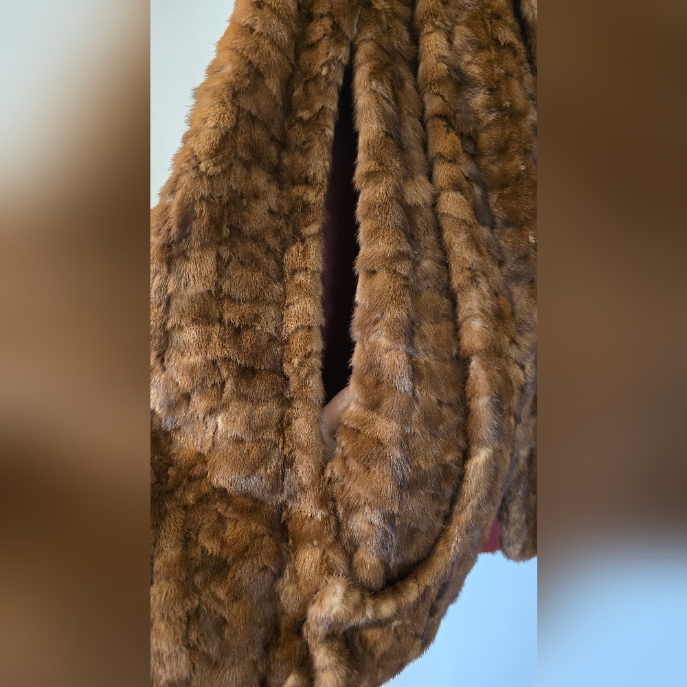 Vintage Mink Cape / Shawl In Rich Brown - Picture 7 of 10